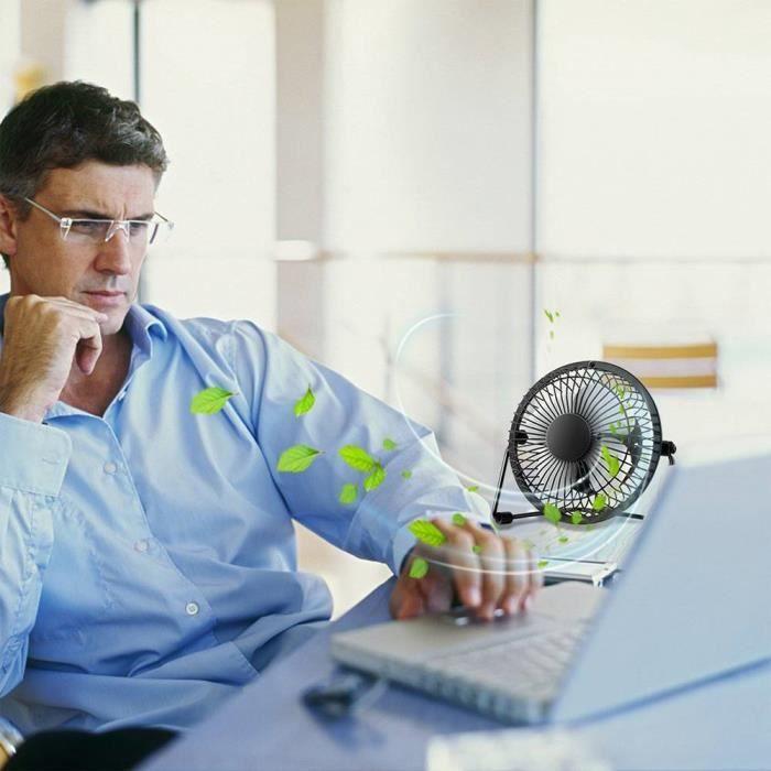 Mini USB Table Fan PC Silent Cooling 360° Pivoting Black