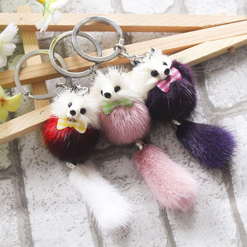 Charm Decor Fur Ball Pendant Car Keyring Backpack Keychain Key Chains Mink Fur Key Ring