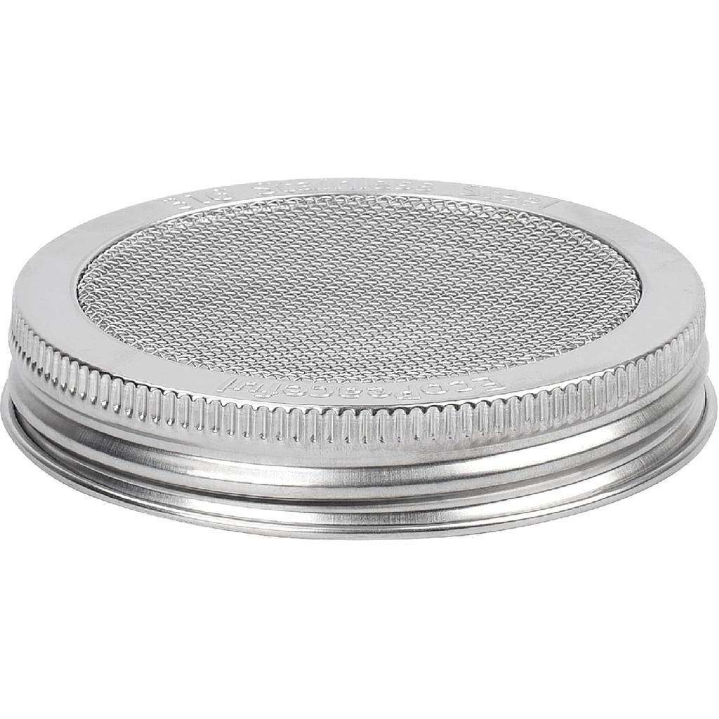 2 Pack ONE-PIECE 316 Surgical Stainless Steel Sprouting Lids for Wide Mouth Mason Jar (Ball Kerr) - One-Piece- Strainer Mesh Lids - Rust-Proof