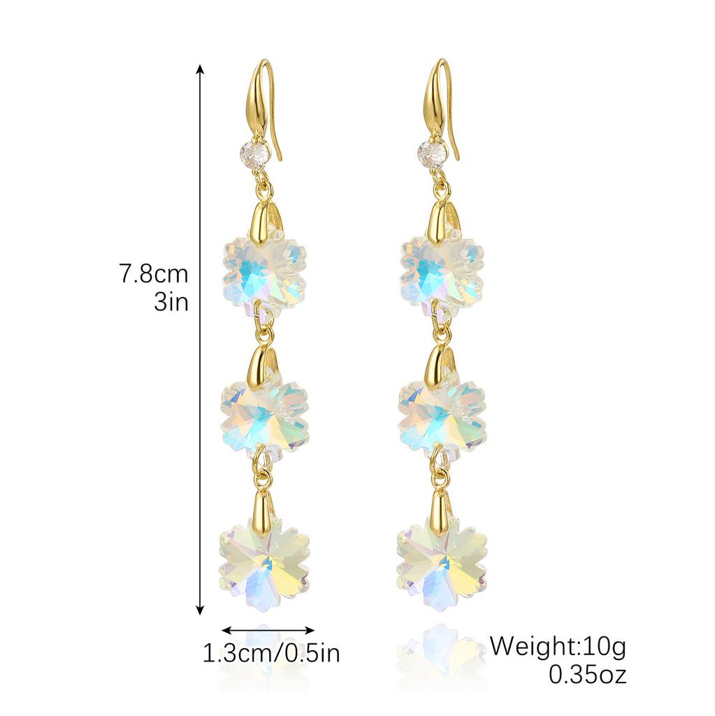 Длинные преувеличенные гроздья винограда, нежные хрустальные серьги Ins Light Luxury Temperament, серьги с кристаллами циркония, высококачественное чувство повседневных ювелирных изделий