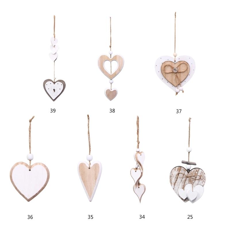 Натуральное деревянное украшение в форме сердца, декоративный подвесной орнамент для спальни, для свадеб и особых случаев