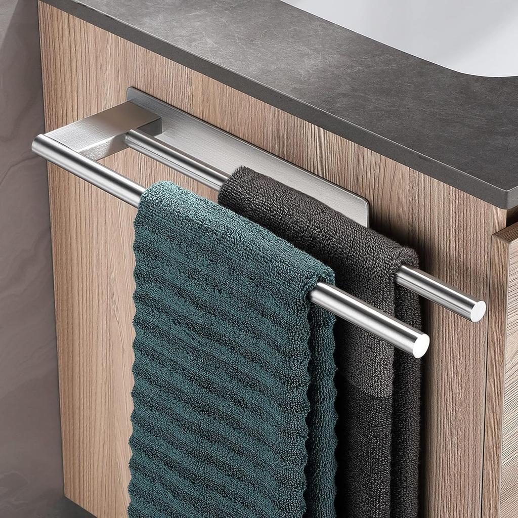 Stainless Steel Towel Bar Home Double-pole Paper Roll Rack Towel Rack Bathroom Kitchen Storage Rack Single-pole Towel Bar Set
