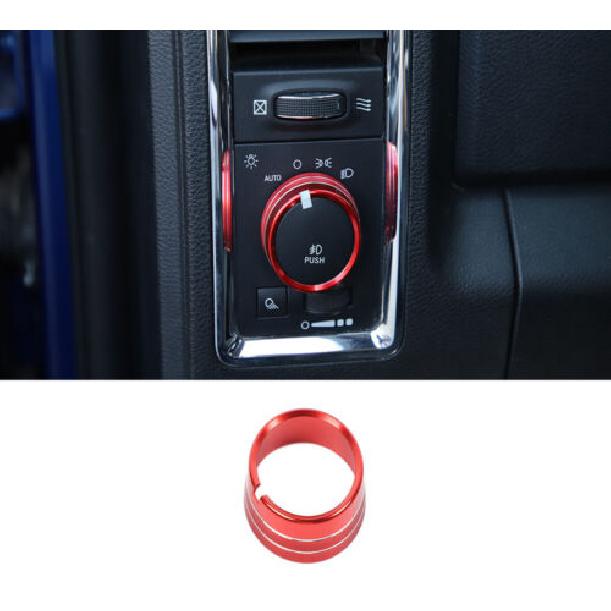1pcs Headlight Switch Button Knob Trim Ring for Dodge RAM 1500 2010-2017 Red