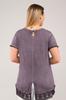 Женская стильная футболка большого размера, юбка с короткими рукавами и рюшами, масляная туника, фиолетовый