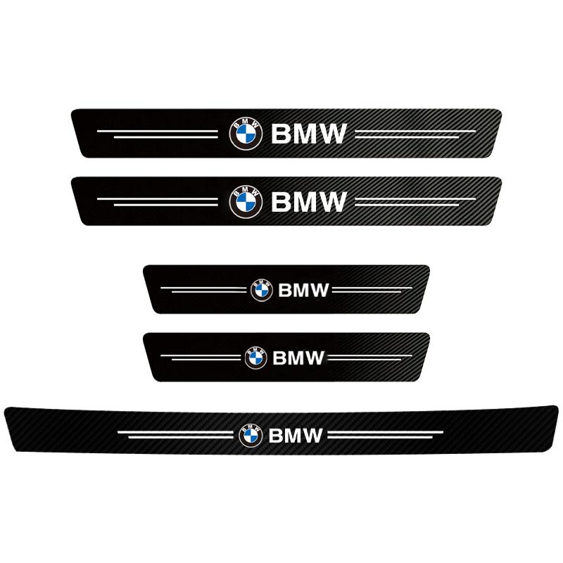 DJSA5 1/4/5Pcs Car Door Sill Scuff Plate Decor Carbon Fiber Stickers For BMW E39 E92 X3 X6 F30 E36 E87 50th F40 F10 E90 M E46 E60 E70