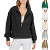 Women's Solid Color Loose Loose Zip-up Collar Long Sleeve Hoodie Top