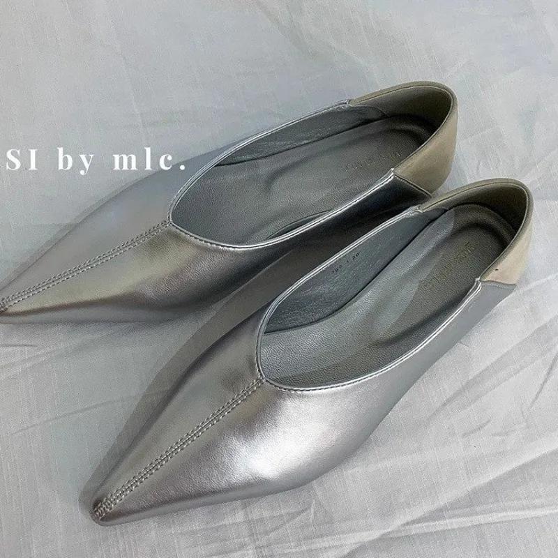 Fashion Pointed Toe Women Shoes 2024 Autumn Fashionable and Versatile Ladies Shallow Mouth Shoes Elegant Simple Dress Shoes for Women