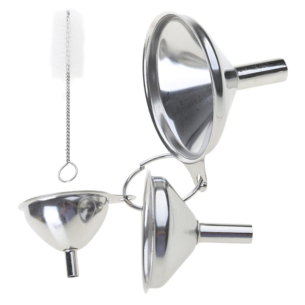 Набор из 3 штук кухонных воронок из нержавеющей стали, пищевой металл, маленькие воронки, инструмент для розлива масла для наполнения бутылок, долговечный