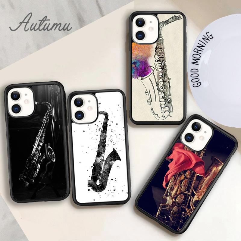 Чехол для телефона Saxophone Watercolor Art для iPhone 11 12 13 14 Pro Max mini X XR XS SE 2020 6S 7 8 Plus Samsung Galaxy S21 S22