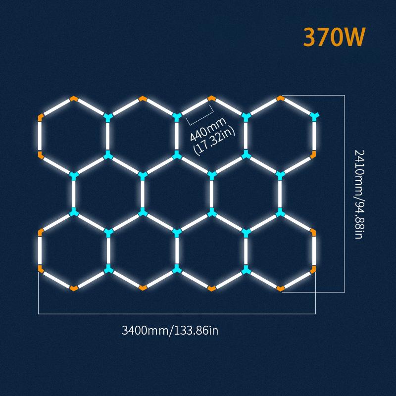 Сотовые светодиодные светильники для гаража, потолочное освещение, AC85-265V, шестиугольные светодиодные трубки для гаража, для автомастерской по ремонту кузовов автомобилей.
