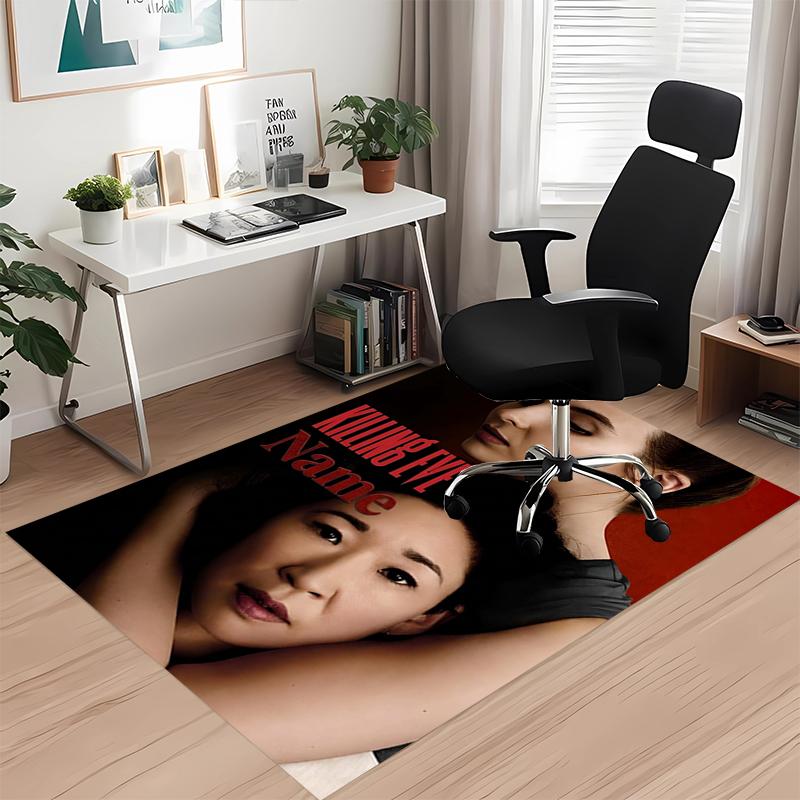 Custom Name Killing Eve Printed Carpet, Rug for Office Chair Living Room Bedroom Kitchen Room Decor Gifts.