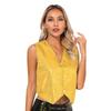 Womens Glitter Sequins Vest Pointed Hem Waistcoat for Jazz Dance Choir Performances
