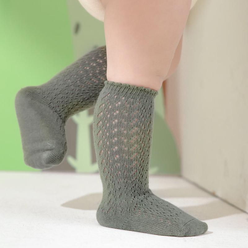 Детские сетчатые носки, однотонные детские носки средней длины