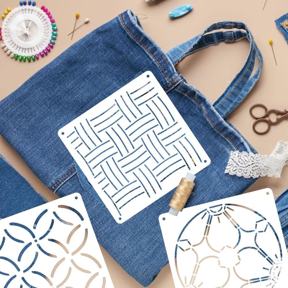 20pcs/25pcs Geometric Pattern Sashiko Stencil Kit Reusable PET Sashiko Thread Kit Handmade DIY Sashiko Embroidery Template