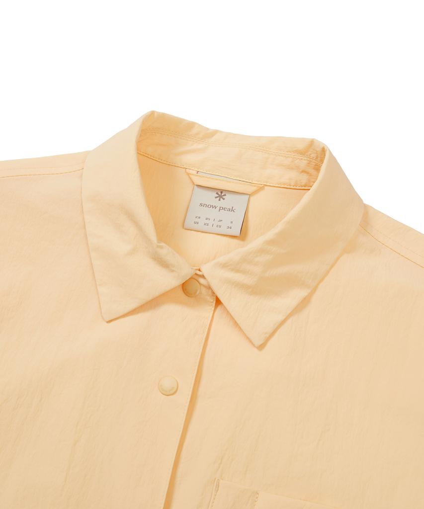[Snowpeak] Root Women's Semi Crop Pocket Short Sleeve Shirt Luminous Yellow (S24MWRSH61)