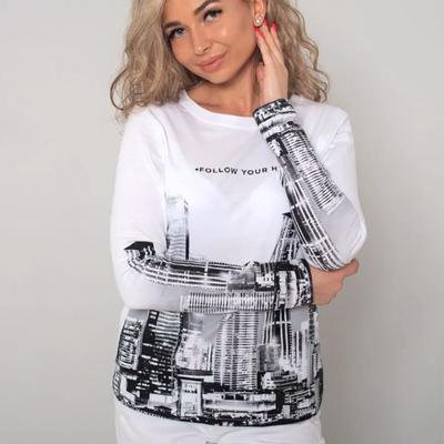 Женские осенние топы с принтом моста Хунвэй, повседневная футболка с длинным рукавом, топ, блузка