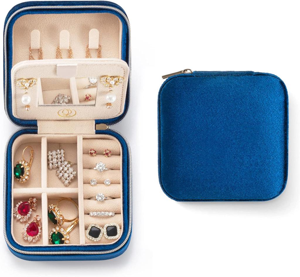 Simple ins Portable Jewelry Box Mini Jewelry Storage Box Blue
