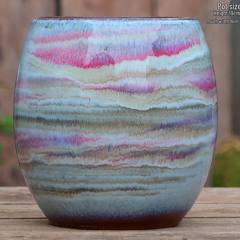 Large Ceramic Terracotta Flower Pot for Balcony and Living Room - Ideal for Succulents, Orchids, Green Radish, and Plants