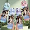 1PC Two Puppies Snow Winter Scene Print 750ml Color Plastic Sports Water Bottle Leakproof Flip Straw Lid Suitable for Sports Office Home Use