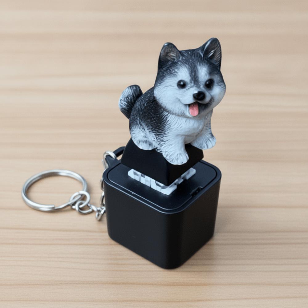 Rechargeable Fidget Button Key Chain Sounding Sound Light Key Ring Animal Keycap Toy Student Gift