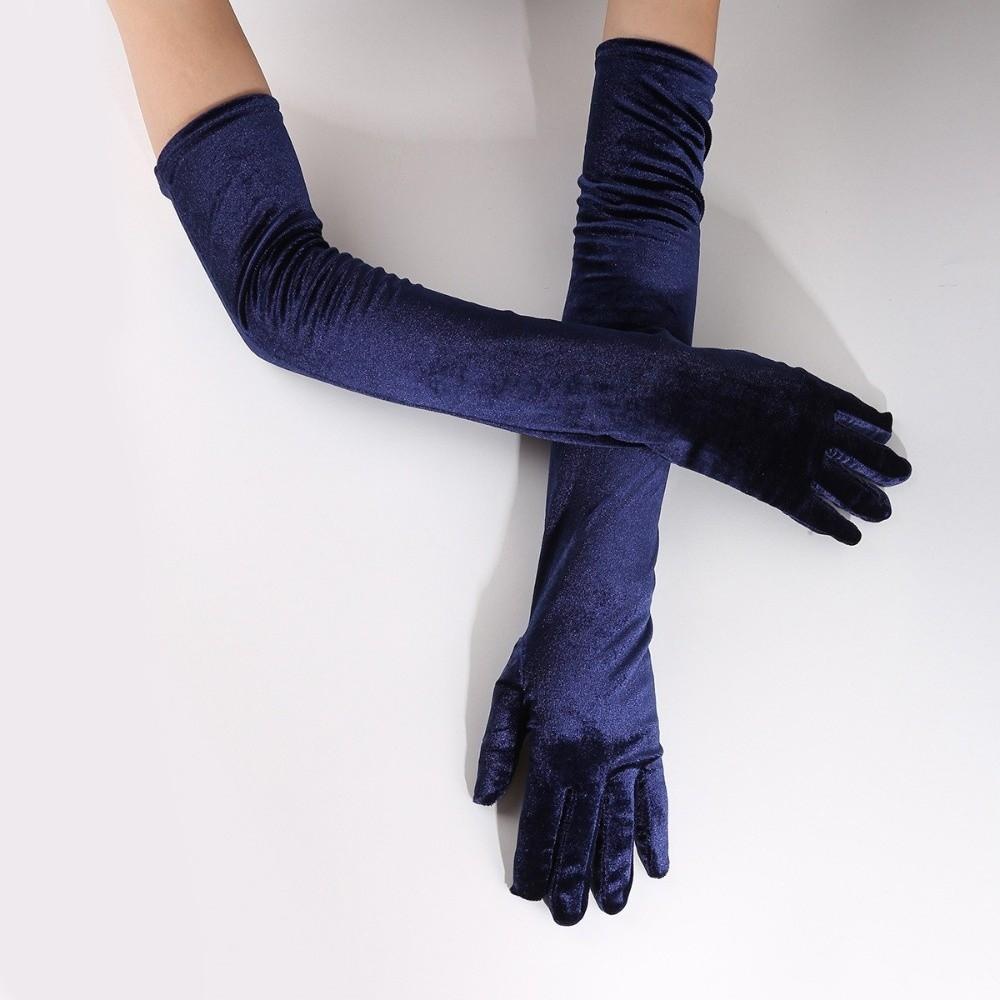 Full Finger Velvet Long Gloves Solid Color Party Mittens Elegant Women's Fluffy Gloves  Party