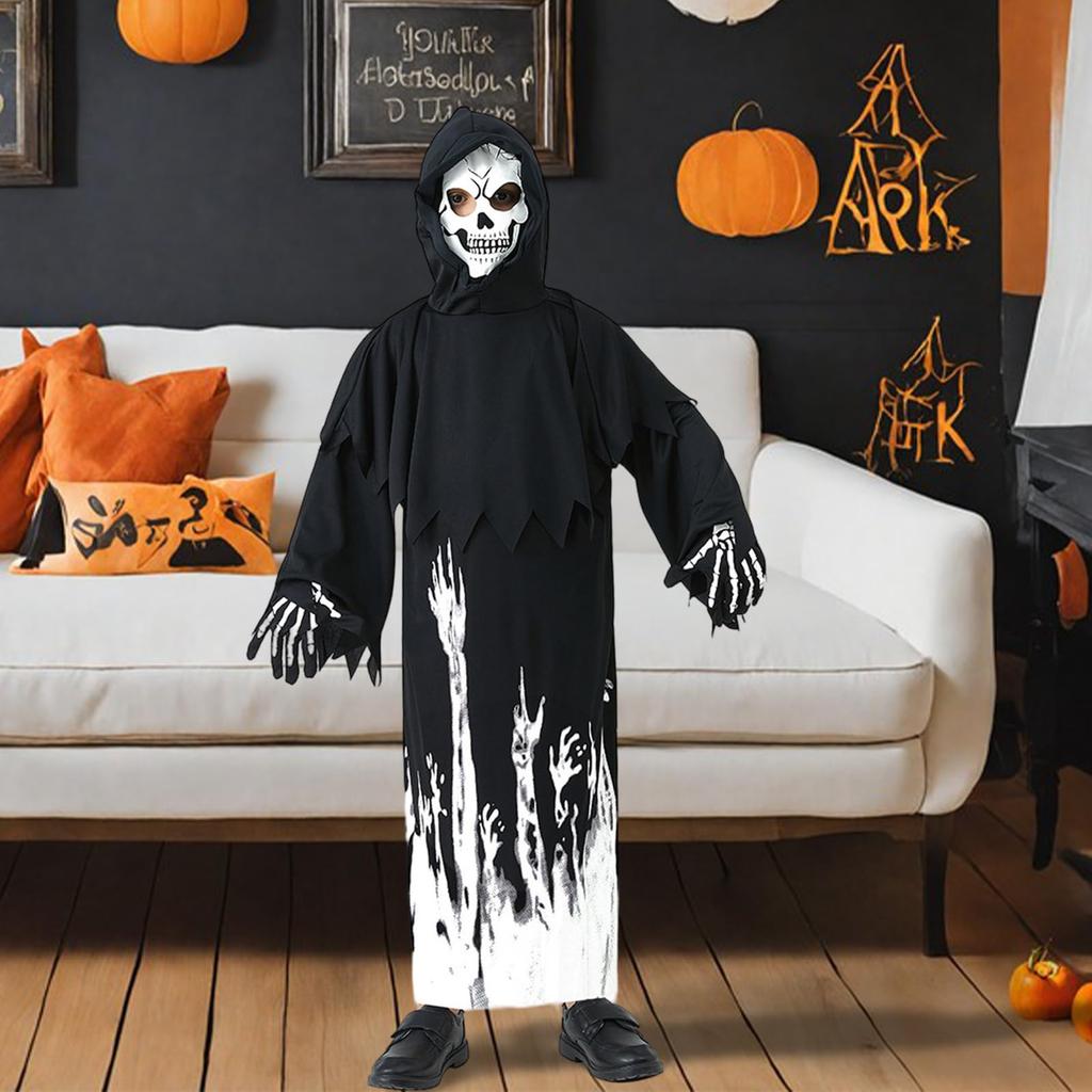 Мрачный Жнец Хэллоуин со Скелетом Мрачный Жнец с Мрачным Жнецом Хэллоуин Дети Хэллоуин Культурный Школьный Фестиваль [Matreeglam] Косплей, Дети,