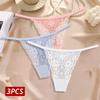 New 3Pcs/Set Sexy Lace Floral Panties For Women Low Waisted Thongs Briefs Sets Fashion Cozy Transparent Intimates Lingerie S-XL