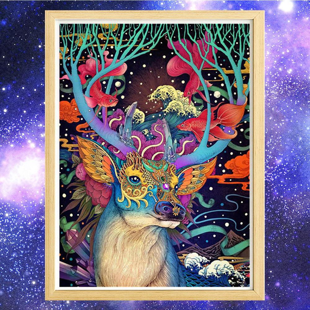 5D Алмазная картина Полный алмаз Животный Пейзаж Круглый Алмазная мозаика Узор Домашнее украшение Сделай сам Ручная работа