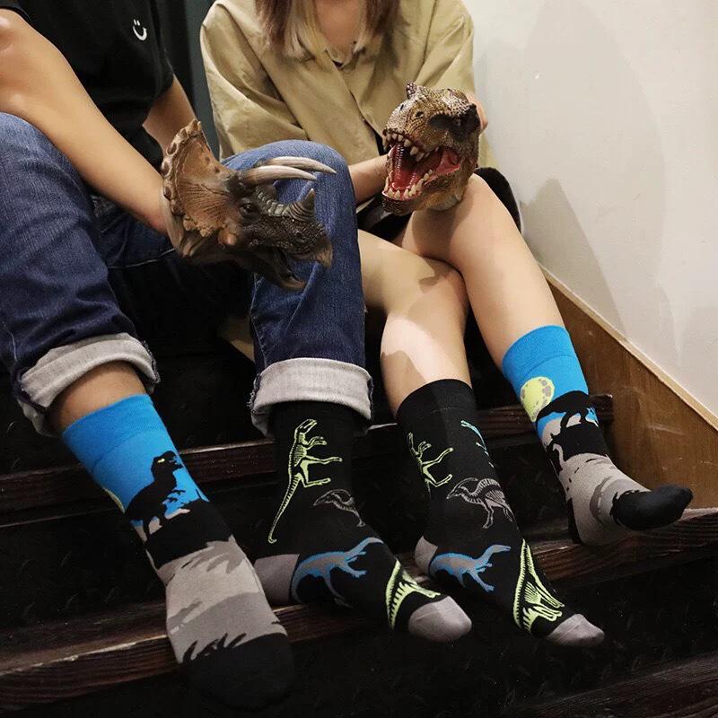 SMLSOX Летние асимметричные носки до середины икры с утками-мандаринками для пары, красочные рождественские хлопковые модные носки