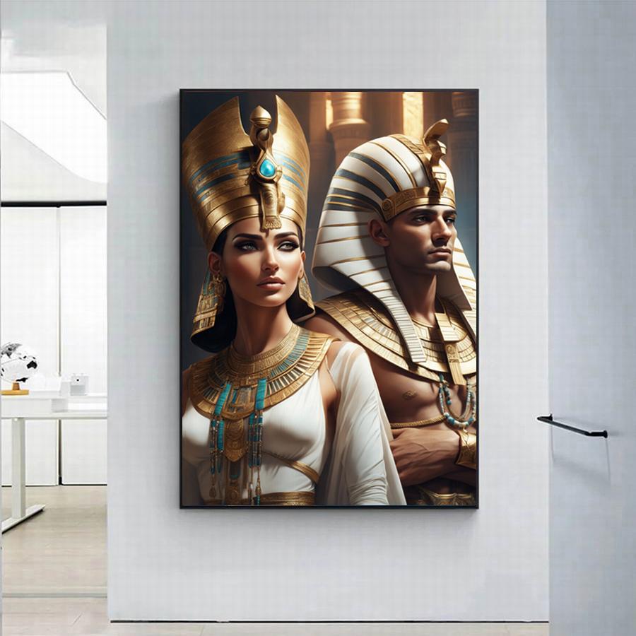 Алмазная живопись Новые поступления 2024 Королева Египта и принц Diy Полный квадратный круглый дрель Стразы Вышивка Пирамида Икона Мозаика Наборы для вышивки крестом