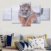 5 Pieces Canvas Wall Arts Animals Poster And Picture Painting  Siberian Tiger Snow Winter Wallpaper Home Decor Living Room Mural