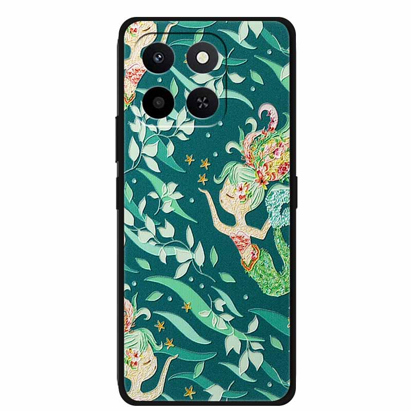 3D чехол для Honor X7d 5G Чехол X 7 d Coque 6.77" Тиснение Цветы Черный Силикон Мягкая задняя крышка Для Honor X7d 4G Чехлы Оболочка Funda
