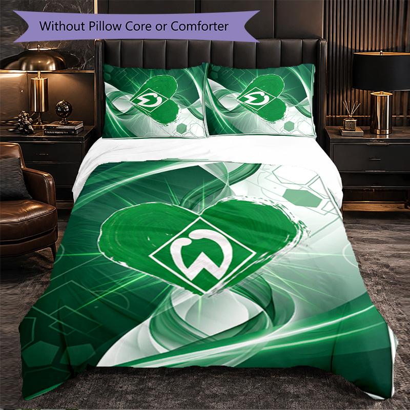 Werder Bremen Football 3 Piece Bedding Set Soft Duvet Cover Set with Pillowcases Printed Bedroom Decor Set for Home