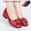Brand Shoes Thick Heel Ladies Pumps Genuine Leather Party Wedding Shoes Women Soft Cowhide Black Office Work Shoes
