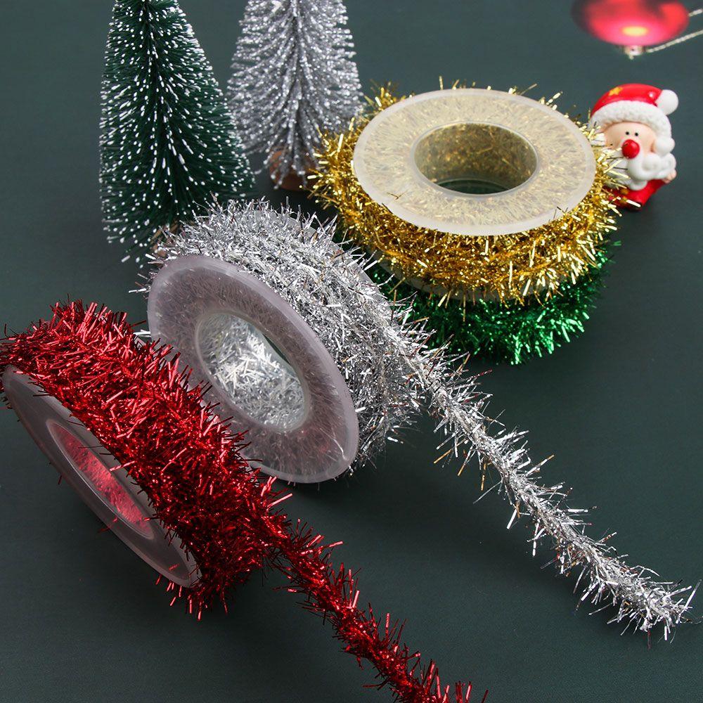 Rattan Christmas Tree Ornament Party Decor Garland Tinsel Gold Silver Wire Gift Wrapping Ribbon