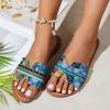 Женские абстрактные римские сандалии с перемычкой для пальца, дышащие, повседневные летние слипоны