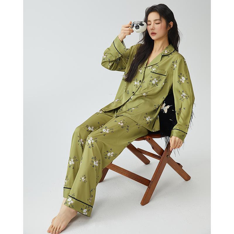 Pajamas women's spring 11 new ice silk black crescent moon lace midsummer high-end loungewear women's summer one