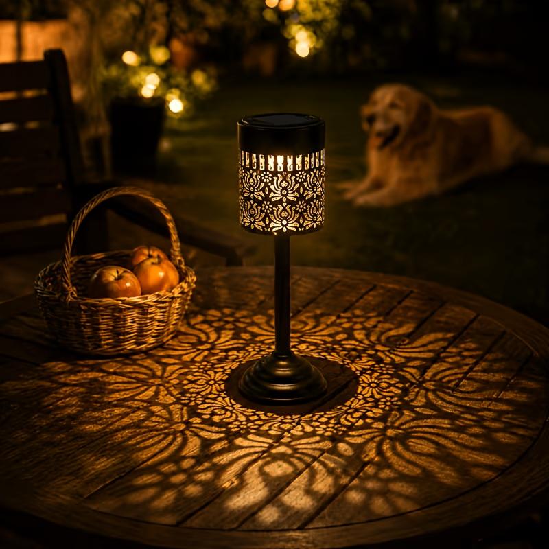 Solar-powered with an elegant peony pattern LED Outdoor lights, outdoor table lamps, solar-powered table lamps are perfect for garden and courtyard
