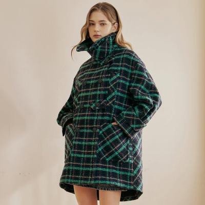 Твидовый двубортный полупальто в клетку Ce01ct301nh