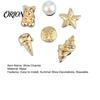 Faux Pearl Shoe Charms 6Pcs/Set Gold-Tone Charms, Summer Ice Cream Shell Starfish Charm for Clogs Women Girls Beach Footwear Decor Accessories