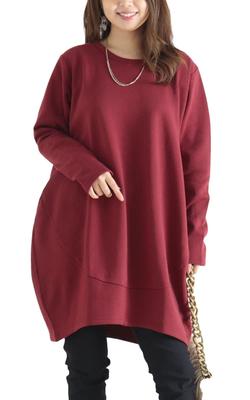 Золотая туника Japan Plus Size, кокон, с длинным рукавом, женская, на флисовой подкладке, (6 л, Вино)