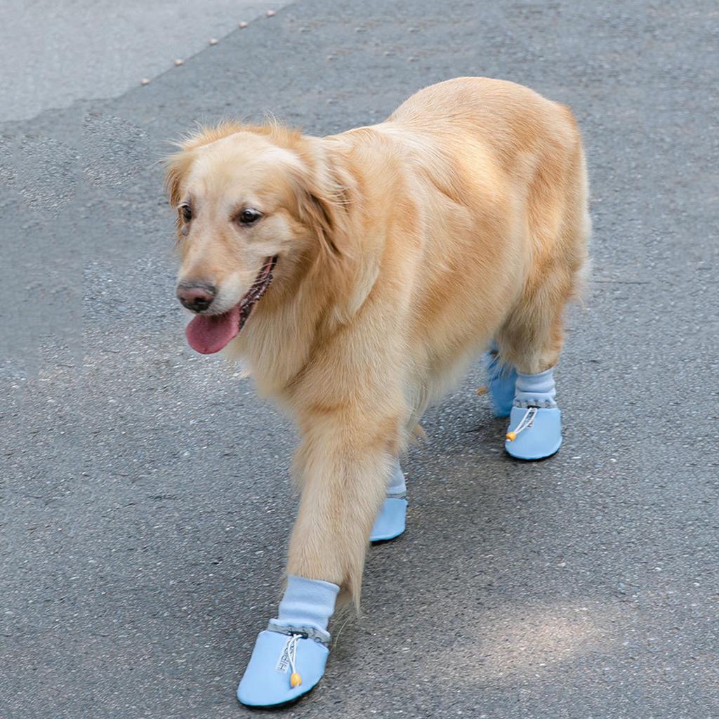 Большие собачьи ботинки Нескользящие Двухслойные Средние и Крупные Собаки Общие Черные Защитные Чехлы для Лап Хлопковые Теплые Тапочки со Шнурком