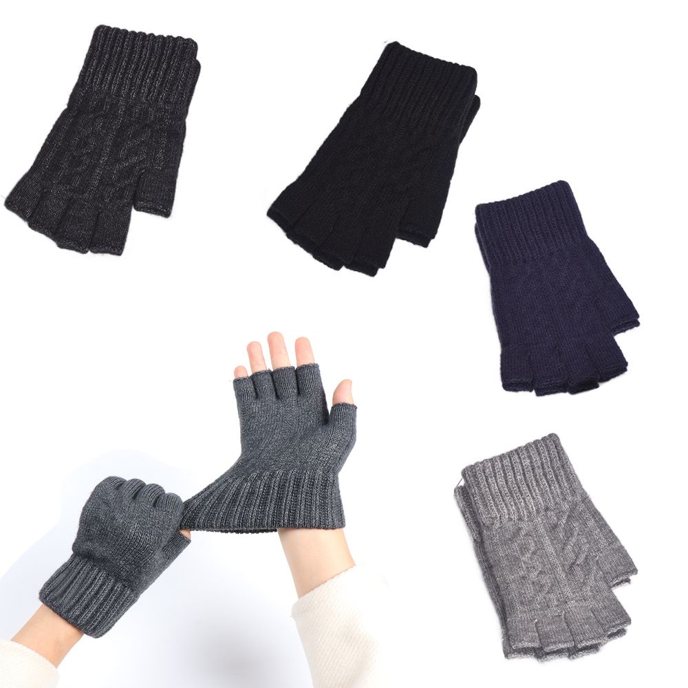 Thick Fingerless Glove Solid Color Mittens High Quality Half Finger Gloves Winter Outdoor