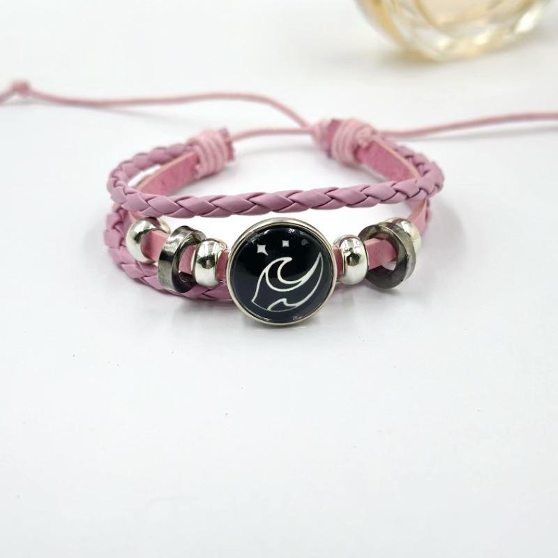 Светящийся Солнце и Луна Камень времени Унисекс Винтажный Кожаный и Бисером Браслет