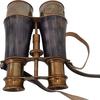 Antique Marine Victorian Binoculars Handmade Buffed Leather Cover Belt, 15.24 Cm Brass.