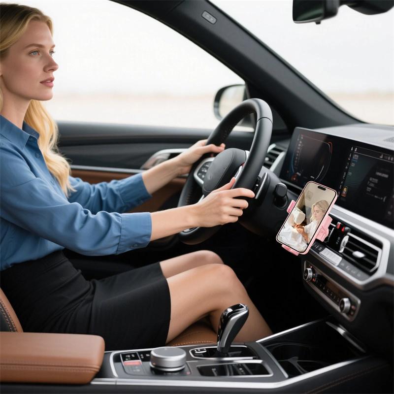 Розовый универсальный автомобильный держатель для телефона с металлической клипсой-крючком для крепления в вентиляционное отверстие: Надежная и регулируемая подставка для мобильного телефона для iPhone