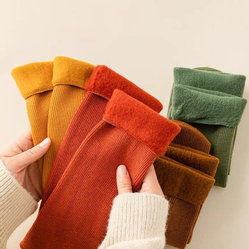 Женские утепленные термоноски, зимние теплые кашемировые носки, бархатные шерстяные самонагревающиеся носки для сна дома