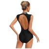 Women's Sleeveless Dance Leotard with Rhinestones Cutout Back Metallic Sequins Bodysuit S-XXL