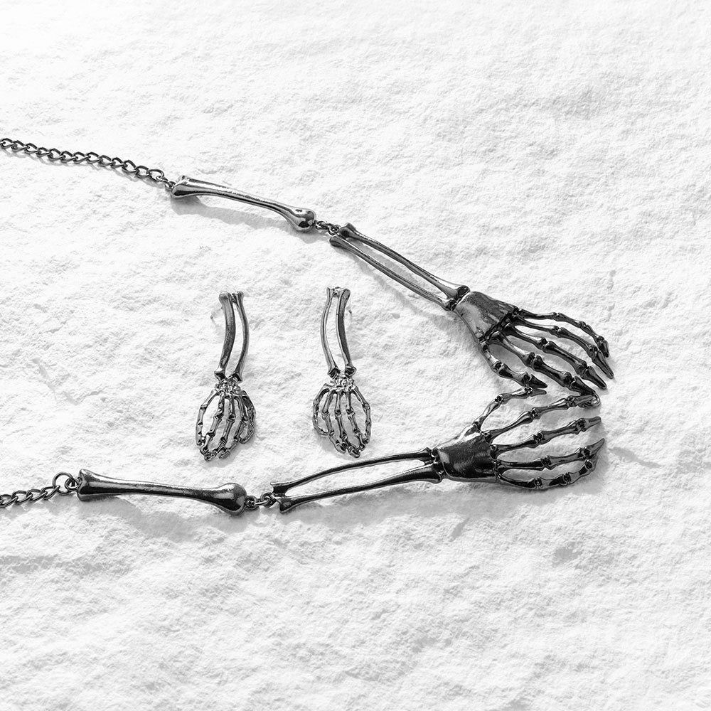 Хип-хоп цепи Ювелирный набор Скелет Хэллоуин Панк Ожерелье Серьги Праздничные аксессуары
