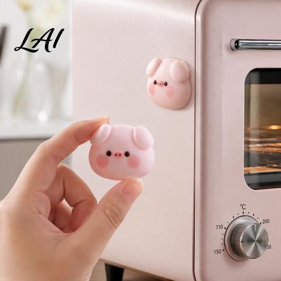 Office Message Board Accessories 2Pcs Pink Pig Head Refrigerator Magnet Resin Cartoon Magnetic Decorative Animal Magnets Decoration Memo Note Photo